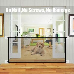 Dog Gate Indoor And Outdoor Folding Protective Black Mesh Portable Pet Fence   