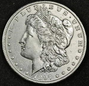 1897-s Morgan Silver Dollar.  A.U.  139948   Inventory H - Picture 1 of 2