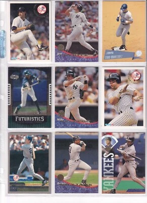 Lote de 9 tarjetas del equipo de béisbol de los Yankees de Nueva York Bernie Williams Paul O'Neill Foto 1 de 2