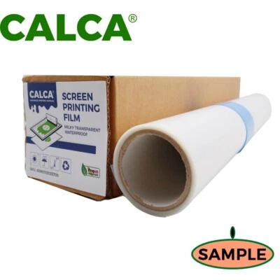 Muestra CALCA Impermeable Inyección de Tinta Transparencia Lechosa Película Serigrafía 17" x 16.7 pies Foto 1 de 4