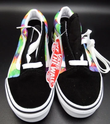Vans Negro Espiral Tie Dye Old Skool Niños Gamuza Tenis Unisex talla 1 ¡NUEVO! Foto 1 de 4