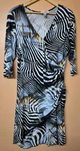 Joseph Ribkoff Dress Black White Zebra Print Cross Front Size 20 - Picture 1 of 3
