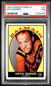 PSA 7 - 1968 Scanlens Series A NRL Graded Card Keith Barnes - Balmain Tigers - Picture 1 of 3