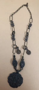 Sun Pendant Necklace Aztec Indian 12.5 inch Length 3 in Extender Beads & Metal - Picture 1 of 5