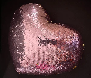 NWOT Sequin (on one side) Heart Pillow in Pink and Gold Decorative - Picture 1 of 9