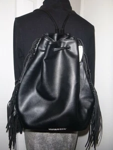 Victoria's Secret Black Boho Backpack 2015 Fashion Show Bag Fringe NEW WITH TAG - Picture 1 of 11