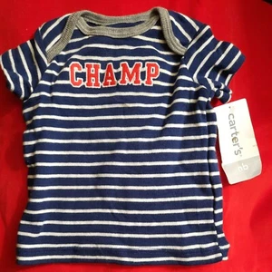 NWT Carter's Newborn Blue Stripe Champ Shirt - Picture 1 of 2