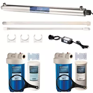 Sediment & Carbon Well Water Filter 4.5X10"Purifier 12 GPM 55W Ultraviolet Light - Picture 1 of 12