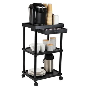Bar Cart Rolling Utility Cart 3tier Coffee Cart Bathroom Kitchen Plastic 20"l X - Picture 1 of 8