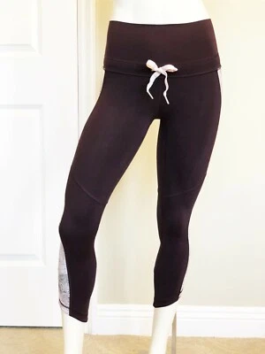 LULULEMON BURGUNDY MULTICOLOR STRETCH CROP LEGGINGS SIZE: S - Image 1 of 4