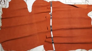 LEDER TIP 38171-LY, Lederreste, 2 Lederhäute Konvolut 0,7mm, orange velours - Bild 1 von 1