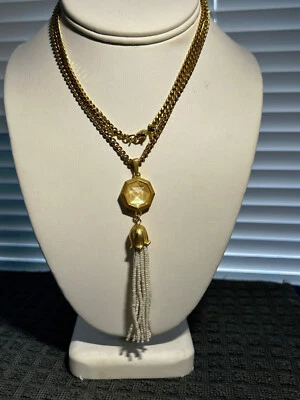 CADENA ORO MONET 28" CON PIEDRA PRECIOSA Y EXTREMO BORLA Foto 1 de 3