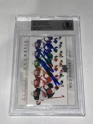 Nico Hischier Signed Electro Magnetic UD Upper Deck Card Slabbed Beckett BAS BGS - Image 1 of 3