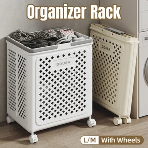 Folding Laundry Basket with Wheel Large Capacity Removable Dirty Clothes Storage - Picture 1 of 21