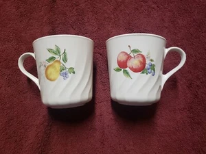 Set of 2 Corelle Corning Fruit Coffee Mugs Cups Pear Apple Chutney USA MADE! - Picture 1 of 4