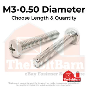 Tornillos de máquina Phillips Pan de acero inoxidable M3-0,50 A4-70 (elige longitud y cantidad) - Imagen 1 de 13