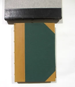 Graphic Image Journal 8" Leather Hardcover UNLINED Pages Fabric w Leather Green - Picture 1 of 10