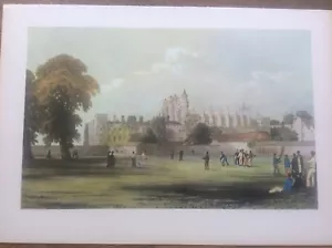 Cricket Print ETON General view from Playing Fields by CW Radclyffe 1844 - Picture 1 of 1