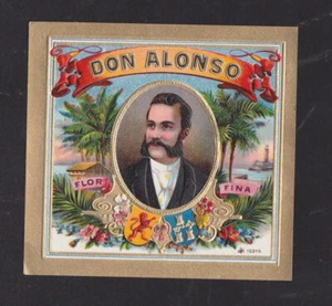 Ancienne petite Lytho Cigare Label BN106981 Homme Don Alonso - Foto 1 di 1