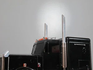 Pair Aluminum Angle Cut Stack Exhaust Pipe Tamiya 1/14 King Hauler Globeliner - Picture 1 of 15