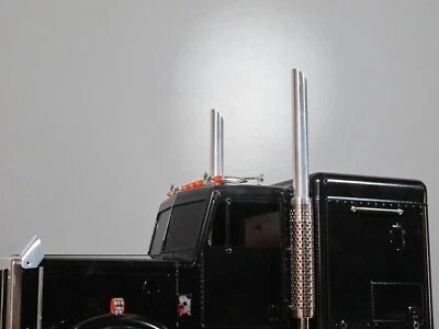 Pair Aluminum Angle Cut Stack Exhaust Pipe Tamiya 1/14 King Hauler Globeliner - Image 1 of 4