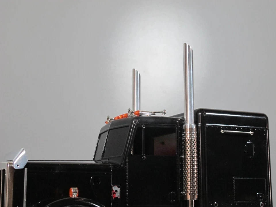 Pair Aluminum Angle Cut Stack Exhaust Pipe Tamiya 1/14 King Hauler Globeliner - Image 1 of 4