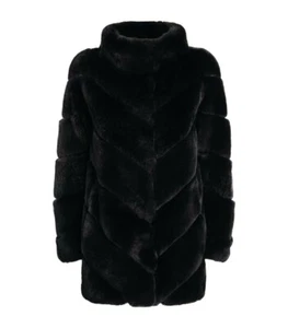 Yves Salomon Ladies Black Rex Rabbit Coat Size Fr 36 Brand New With Tags - Picture 1 of 10