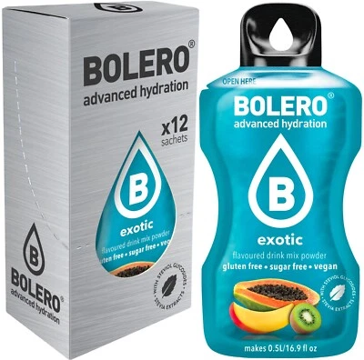 (165,28€/kg) 12 Sticks Bolero Exotic Papaya Pulver Getränkepulver zuckerfrei