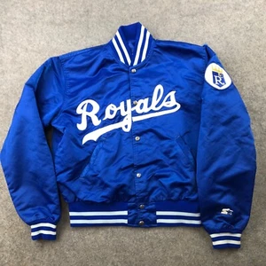 Vintage Kansas City Royals Jacket Mens Large Blue Satin Embroidered MLB - Picture 1 of 18