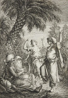 Johann Wilhelm Meil (1733-1805) Radierung, Orientalischer Tanz unter Palmen 1800 - Bild 1 von 4