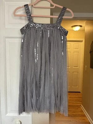 girls Gray Sequin Shredded Dress Size 12 - Image 1 of 4
