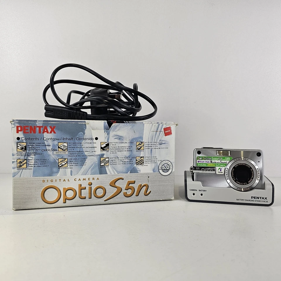 Pentax Optio S5n 5.0MP Digital Camera - Tested Working Boxed With Charger  - Image 1 of 4