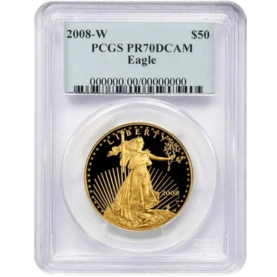 American Gold Eagle 2008-W $50 1 oz prueba graduación profesional PR70DCAM etiqueta azul Foto 1 de 2