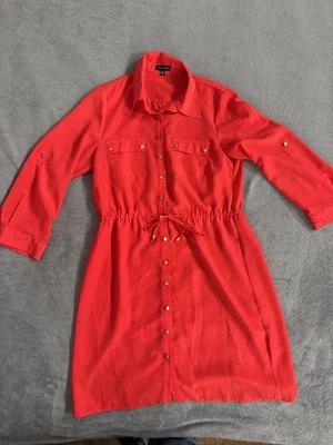Spense платье на пуговицах женщин размер 10 красный галстук талии легкий золотой кнопка - Изображение 1 из 4