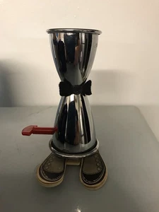 Vintage Retro Aufzieh Walking Jigger Schnaps Metall Glas 1 Unze Bar Ware Sammlerstück - Bild 1 von 8