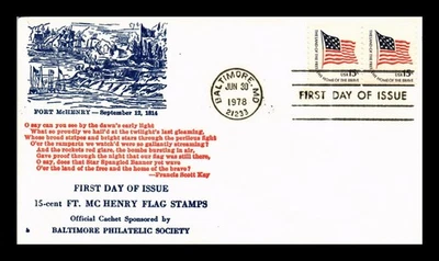 DR JIM STAMPS US COVER FT MCHENRY FLAG AMERICANA SERIES FDC THERMOGRAPHED CACHET - Image 1 of 2