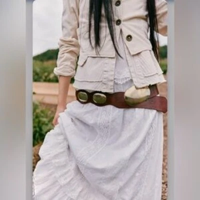 Free People Yoko Hip Belt Womens M/L Chocolate Brown Leather Boho Chic Western  - image 1 of 4