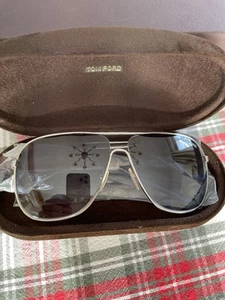 New Authentic Tom Ford Dominic TF451 Mens Silver Aviator Sunglasses Blue Lens - Bild 1 von 5