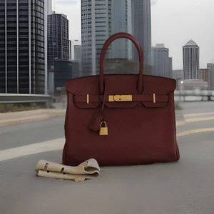 Hermès Birkin 30 Rare Bag Rouge H Togo Gold HDW Full Set !💝🔥 - Picture 1 of 23