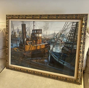 Esteban Roberto Garino ER Uruguay (1919-2001) Original Aquarell Gemälde Boote - Bild 1 von 12