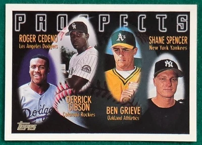 Cedeno/Gibson/Grieve/Spencer - 1996 Topps #436 - Prospects Baseball Card - Image 1 of 3