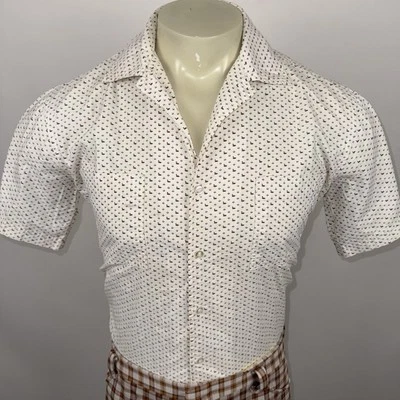 Vintage 60s Shirt Mens Medium Button Up Rockabilly MCM Rat Pack Atomic Handmade - Image 1 of 4