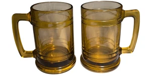 Tazas de cerveza de raíz de cerveza de vidrio de miel ámbar vintage años 70 - Imagen 1 de 6