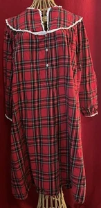 LANZ OF SALZBURG Red Plaid Knee Length Flannel Nightgown Size S - Picture 1 of 5