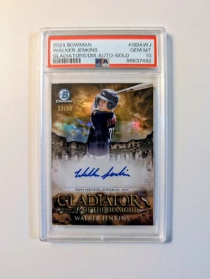 2024 Bowman Chrome Walker Jenkins Gladiators/Dia Auto Gold Gem Mint PSA 10! 💎💎 - Image 1 of 2