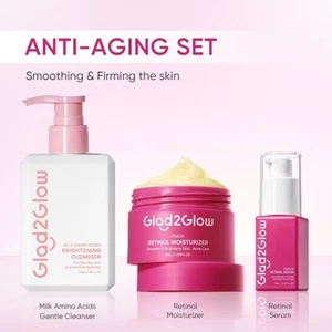 Glad2Glow 3 In1 Skincare Set Cleanser+Moisturizer+Serum face wash Anti-Aging Set - Picture 1 of 12