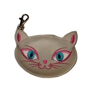 Kitty Cat Change Purse Keychain Clip Zips Vegan Card Chapstick Holder  - Picture 1 of 8
