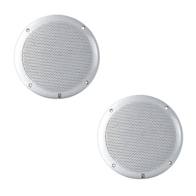 Poly-Planar 4" 2-Way Coax Integral Grill Marine Speaker White Set of 2   MA4054W - Image 1 of 3