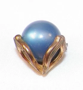 Damen Manschettenknöpfe blaue Moonglow Steine & goldfarbenes Metall & 1 extra Vintage - Bild 1 von 4