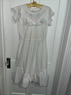 Vestido Vintage Marfil Encaje Talla 7 Pradera Estilo Romance Novia Casa de Encaje Midi Foto 1 de 4